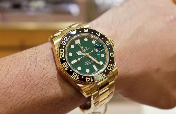 rolex gmt master ii gold green dial